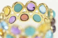 14K Yellow Gold Cabochon Amethyst Topaz Turquoise Pebble Ring