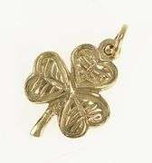 10K Yellow Gold Clover Shamrock Lucky Good Luck Charm/Pendant