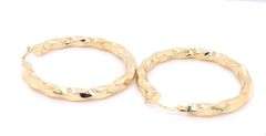 Elegant Yellow Gold 3.8mm Twisted Hoop Earrings