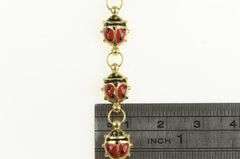 14K Yellow Gold Puffy Enamel Lady Bug Good Luck Bracelet