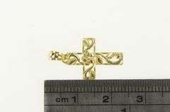 10K Yellow Gold Cross Floral Scroll Vine Design Faith Symbol Pendant