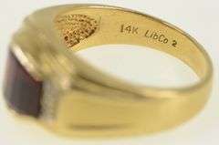 14K Yellow Gold Faceted Garnet Diamond Accent Men's Ring