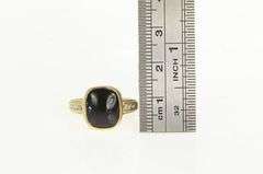 14K Yellow Gold Vintage Black Onyx Diamond Statement Ring