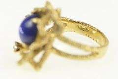 14K Yellow Gold Freeform Organic Syn. Star Sapphire Diamond Ring