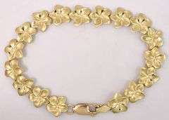 Gorgeous Plumeria Link Bracelet in 14K Yellow Gold