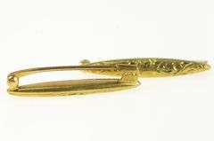 14K Yellow Gold Victorian Engraved Swirl Scroll Dress Pin Set Brooch