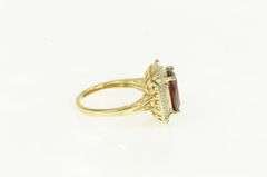 14K Yellow Gold Oval Garnet Diamond Halo Statement Ring