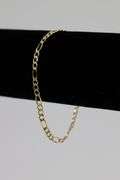 10k Yellow Gold Hollow Pave Figaro Link Chain 3.5mm Bracelet 7"