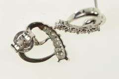 10K White Gold Diamond Heart Love Symbol Criss Cross Earrings