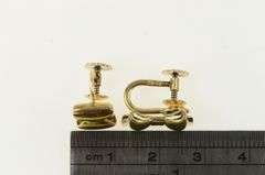 14K Yellow Gold 1960's Retro 3D Bow Ribbon Screw Back Earrings