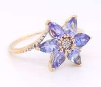 Favorite Yellow Gold Tanzanite and Diamond accent Flower Ring