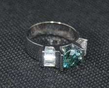 2.5 Ct Paraiba Green Fire Moissanite Ring