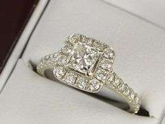 14K White Gold 1.68 Ctw Princess Diamond Halo Engagement Ring