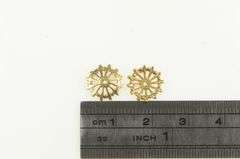 14K Yellow Gold Vintage Sun Wheel Stud Enhancer Earring Jackets
