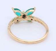 10KT Yellow Gold Emerald Butterfly Ring