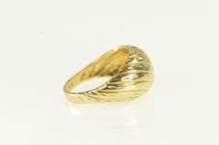 10K Yellow Gold Diamond Cut Domed Striped Grooved Band Ring