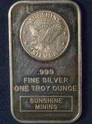 1 Ounce Sunshine Silver Bar