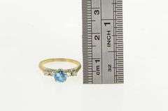 14K Yellow Gold Blue Topaz Diamond Accent Statement Ring