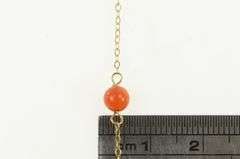 14K Yellow Gold Carnelian Ball Beaded Vintage Chain Link Necklace