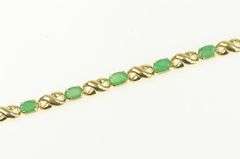 14K Yellow Gold Natural Emerald X Criss Cross Link Bracelet