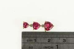 10K Yellow Gold Heart Syn. Ruby Diamond Tiered Drop Pendant