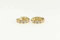 14K Yellow Gold Ornate CZ Swirl Filigree Hoop 14mm Earrings
