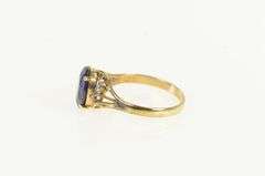 14K Yellow Gold Oval Syn. Sapphire Scroll Filigree Statement Ring