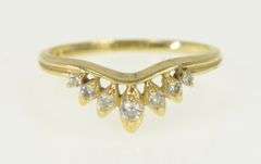 14K Yellow Gold Curved Petal Cubic Zirconia Wedding Band Ring