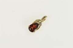 10K Yellow Gold Pear Garnet Diamond Accent Vintage Pendant
