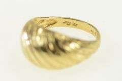 10K Yellow Gold Diamond Cut Domed Striped Grooved Band Ring