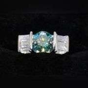 2.5 Ct Paraiba Green Fire Moissanite Ring