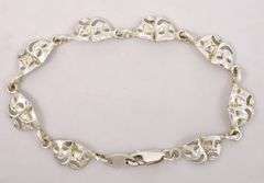 Sad and Happy Theater Mask Bracelet in Sterling Silver