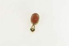 10K Yellow Gold Oval Goldstone Cabochon CZ Vintage Pendant