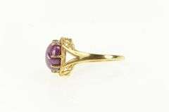 18K Yellow Gold Retro Round Star Ruby Cabochon Ornate Ring