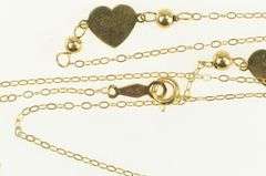 14K Yellow Gold Heart Charm Love Symbol Cable Chain Necklace