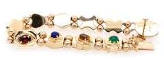 Multi-Gemstone Slide Station Charm Bracelet in 14K