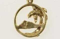 14K Yellow Gold Hawaii Tropical Palm Tree Mountain Travel Charm/Pendant