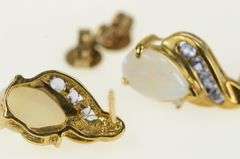 10K Yellow Gold Pear Opal Tanzanite Diamond Accent Stud Earrings