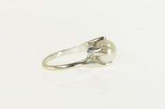 14K White Gold 8.7mm Pearl Retro Quartz Bypass Vintage Ring