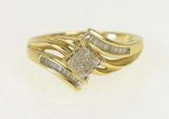 14K Yellow Gold Invis. Princess Diamond Cluster Engagement Ring