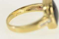 14K Yellow Gold Vintage Black Onyx Diamond Statement Ring