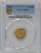 Very Choice BU 1926 US $2.50 Indian Gold Piece. PCGS MS63