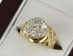 14K Yellow Gold 1.40 Ctw Diamond Cluster Engagement Ring