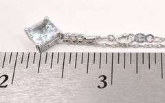 Excellent 14K White Gold Aquamarine and Diamond Pendant Necklace