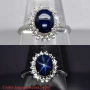 Sunning 2.90ct Star Sapphire surrounded by Diamond white Topaz