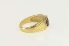 14K Yellow Gold Faceted Garnet Diamond Accent Men's Ring
