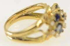 14K Yellow Gold Baguette Sapphire Diamond Lattice Band Ring
