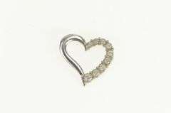 10K White Gold Diamond Curvy Heart Love Symbol Vintage Pendant