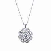 Solid sterling silver beautiful big flower pendant with center stone moving