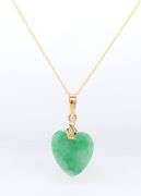 Fantastic 18kt Heart Shaped Green Jade Pendant on Chain